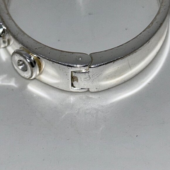 Robert Lee Morris RLM Soho Silver-Tone Hinged Bracelet Round Crystal Accents - Picture 5 of 11